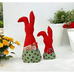 Discount Deko Hasen im 2er Set, Stoffhasen, Osterhasen mit Tasche Ostergeschenke