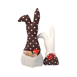 Best Deko Hasen im 2er Set, Stoffhasen, Osterhasen mit Tasche Ostergeschenke