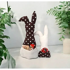 Best Deko Hasen im 2er Set, Stoffhasen, Osterhasen mit Tasche Ostergeschenke