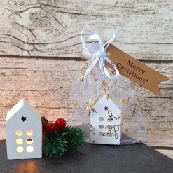 Sale Deko Häuschen mit Ballonlicht im Organzasäckchen ~ Lichthäuser ~ Weihnachten ~ Lichthaus Kerzen & Beleuchtung