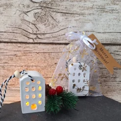Sale Deko Häuschen mit Ballonlicht im Organzasäckchen ~ Lichthäuser ~ Weihnachten ~ Lichthaus Kerzen & Beleuchtung