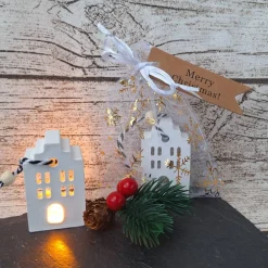 Sale Deko Häuschen mit Ballonlicht im Organzasäckchen ~ Lichthäuser ~ Weihnachten ~ Lichthaus Kerzen & Beleuchtung