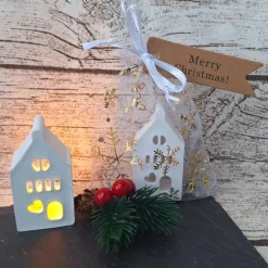 Sale Deko Häuschen mit Ballonlicht im Organzasäckchen ~ Lichthäuser ~ Weihnachten ~ Lichthaus Kerzen & Beleuchtung