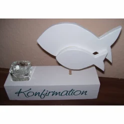 Discount Deko zur  Taufe, Konfirmation, Kommunion, Hochzeit Fische auf Block Dekoration