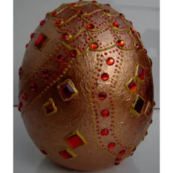 Clearance Dekoei KUPFERFEUER Acrylmalerei auf einem Keramikei Ostergeschenk Kunst Künstler-Ei Sammlerstück Unikat Ostereier