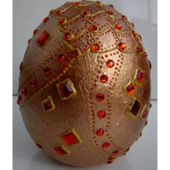Clearance Dekoei KUPFERFEUER Acrylmalerei auf einem Keramikei Ostergeschenk Kunst Künstler-Ei Sammlerstück Unikat Ostereier