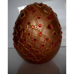 Clearance Dekoei KUPFERFEUER Acrylmalerei auf einem Keramikei Ostergeschenk Kunst Künstler-Ei Sammlerstück Unikat Ostereier