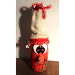 Best Dekofigur BÄUMCHENWICHTEL Weihnachtswichtel witzige Upcyclingfigur aus Sektflasche m. handgestricktem Mützchen Weihnachtsdeko