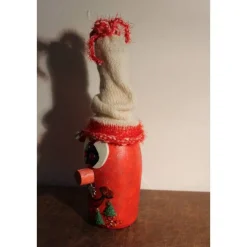 Best Dekofigur BÄUMCHENWICHTEL Weihnachtswichtel witzige Upcyclingfigur aus Sektflasche m. handgestricktem Mützchen Weihnachtsdeko