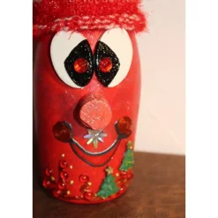 Best Dekofigur BÄUMCHENWICHTEL Weihnachtswichtel witzige Upcyclingfigur aus Sektflasche m. handgestricktem Mützchen Weihnachtsdeko