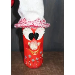 Clearance Dekofigur GLITZERWICHTEL Weihnachtswichtel witzige Upcyclingfigur aus Glasflasche m. handgestricktem Mützchen Weihnachtsdeko