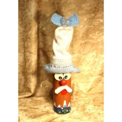 Weihnachtsdeko|Susanne Hiebl...die etwas andere Art! Dekofigur HERZERLWICHTEL Weihnachtswichtel witzige Upcyclingfigur aus Glasflasche m. handgestricktem Mützchen