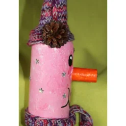 Hot Dekofigur ROSI Wichtel witzige Upcyclingfigur aus einer Glasfasche mit handgestrickten Accesoires Geldgeschenke