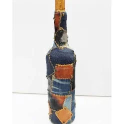 Best Dekoflasche JEANSLIEBE Upcycling dekorierte Glasflasche Flaschenkunst Dekoration Collage auf Flasche Geschenke Für Männer