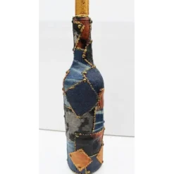 Best Dekoflasche JEANSLIEBE Upcycling dekorierte Glasflasche Flaschenkunst Dekoration Collage auf Flasche Geschenke Für Männer
