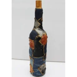 Best Dekoflasche JEANSLIEBE Upcycling dekorierte Glasflasche Flaschenkunst Dekoration Collage auf Flasche Geschenke Für Männer