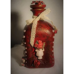 Discount Dekoflasche KAFFEEKRÄNZCHEN Upcycling bemalte Glasflasche Geschenk Frauengeschenk zu Geburtstag Valentinstag Muttertag Kunst