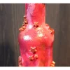 Dekoflasche ROTER KRISTALLZAUBER Upcycling bemalte Glasflasche Geschenk Winterdeko Wohndeko Weihnachtsdeko
