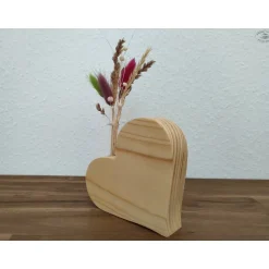 Dekoration|Hübsches Aus Holz Dekoherz-Vase mit Reagenzglas aus Fichtenholz
