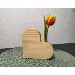 Dekoration|Hübsches Aus Holz Dekoherz-Vase mit Reagenzglas aus Fichtenholz