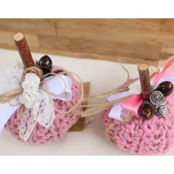 Herbst|DeinAccessoires Dekokürbis gehäkelt Wohndekoration Herbstdeko Tischdeko rosa