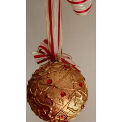 Dekokugel GOLDZAUBER abstrakte Acrylmalerei auf einer Styroporkugel Fensterdeko Hängedeko Weihnachtskugel Deko Weihnachtsdeko