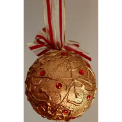 Dekokugel GOLDZAUBER abstrakte Acrylmalerei auf einer Styroporkugel Fensterdeko Hängedeko Weihnachtskugel Deko Weihnachtsdeko