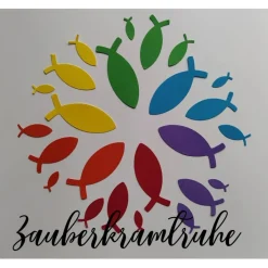 Dekoration|Zauberkramtruhe Dekoration bunte Streuteile 138 Fische (1,6cm - 5cm) in 6 Farben des Regenbogens für Deko und Basteln zur Taufe, Konfirmation, Kommunion