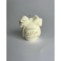 Discount Dekorative Happy Easter Kerze mit Schleife, handgegossen in Frühlingsfarben für deine Osterdeko Osterkerzen