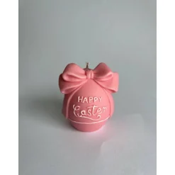 Discount Dekorative Happy Easter Kerze mit Schleife, handgegossen in Frühlingsfarben für deine Osterdeko Osterkerzen