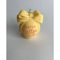 Discount Dekorative Happy Easter Kerze mit Schleife, handgegossen in Frühlingsfarben für deine Osterdeko Osterkerzen