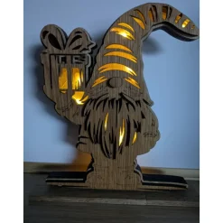Sale Dekorativer Holz Wichtel mit LED Beleuchtung - Handarbeit Kerzen & Beleuchtung