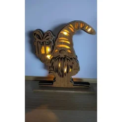 Sale Dekorativer Holz Wichtel mit LED Beleuchtung - Handarbeit Kerzen & Beleuchtung