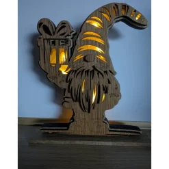 Sale Dekorativer Holz Wichtel mit LED Beleuchtung - Handarbeit Kerzen & Beleuchtung