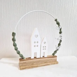 Tischdekoration|Mareenkäfer handmade Deko-Ring mit Häuschen und Schmetterlingen