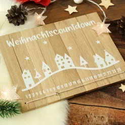 Best Deko-Schild aus Holz mit Häusern Weihnachtscountdown | Natürliche Adventskalender Alternative | Holzschild Advent Adventskalender