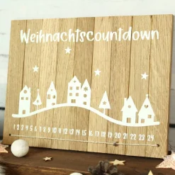 Best Deko-Schild aus Holz mit Häusern Weihnachtscountdown | Natürliche Adventskalender Alternative | Holzschild Advent Adventskalender