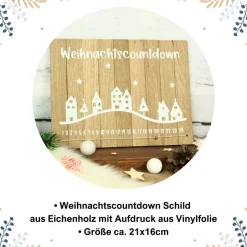 Best Deko-Schild aus Holz mit Häusern Weihnachtscountdown | Natürliche Adventskalender Alternative | Holzschild Advent Adventskalender