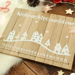 Best Deko-Schild aus Holz mit Häusern Weihnachtscountdown | Natürliche Adventskalender Alternative | Holzschild Advent Adventskalender