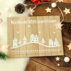 Best Deko-Schild aus Holz mit Häusern Weihnachtscountdown | Natürliche Adventskalender Alternative | Holzschild Advent Adventskalender