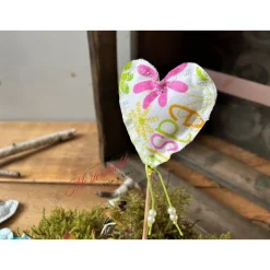 Dekoration|Das Meisterstückle Dekostecker Stoffherz Herzstecker bunt handgemacht