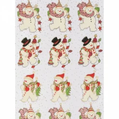 Clearance Deko-Stoff Schneemann creme-rot Weihnachtsstoffe