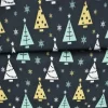 Sale Dekostoff Sterne & Tannenbaum schwarz weiß ocker türkis – Taschenstoff & Möbelstoff Meterware, Weihnachtsstoffe, made in EU Weihnachtsstoffe
