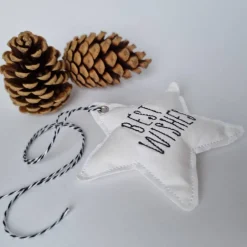 Best Deko-Weihnachtsstern "Best Wishes" - aus Vintage-Baumwollstoff 60er Jahre - von he-ART by helen Weihnachtsdeko