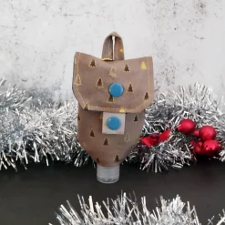 Outlet Desinfektionsmittel Anhänger / Handgeltasche mit Karabiner TANNENBÄUME - Eine Tasche für 2 Flaschengrößen | RÄUBERKIND Weihnachtsaccessoires