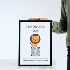 Sale Digitale Spardose | Personalisiertes Geldgeschenk | QrCode Bild | Motiv Löwe Geldgeschenke