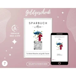 Discount Digitales QrCode Sparbuch | Personalisiertes Geldgeschenk | Download | Verschiedene Motive Geldgeschenke