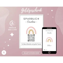 Discount Digitales QrCode Sparbuch | Personalisiertes Geldgeschenk | Download | Verschiedene Motive Geldgeschenke