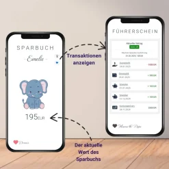 Best Digitales Sparbuch | Personalisiertes Geldgeschenk | QrCode Bild auf Leinwand 20x30cm | Motiv Elefant Geldgeschenke