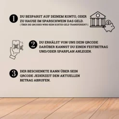 Best Digitales Sparbuch | Personalisiertes Geldgeschenk | QrCode Bild auf Leinwand 20x30cm | Motiv Elefant Geldgeschenke